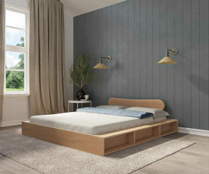 Ma Chambre d'Enfant Lit ado avec sommier Dune et tête de lit Wika  Bois naturel 160x200 cm