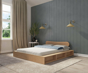 Ma Chambre d'Enfant Lit ado avec sommier Dune et tête de lit Wika  Bois naturel 140x190 cm