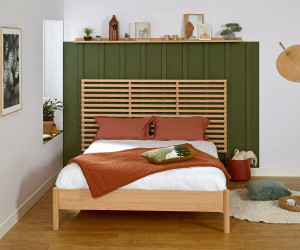 Ma Chambre d'Enfant Lit adulte avec sommier Magdae et tête de lit Elvy  Bois naturel 140x190 cm