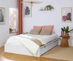 Ma Chambre d'Enfant Lit ado avec sommier Uma  Blanc 140x200 cm