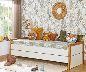 Ma Chambre d'Enfant Lit gigogne enfant Hanika  Blanc et bois 80x200 cm
