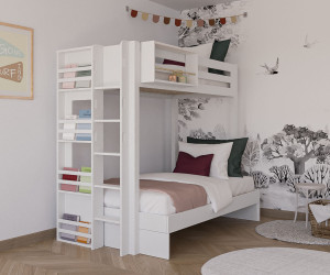 Ma Chambre d'Enfant Lit superposé enfant 90/120x190 Burton  Blanc 90-120x190 cm