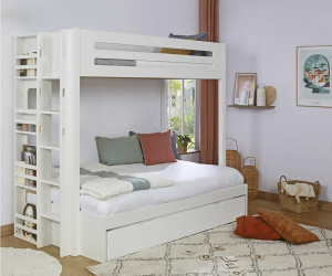 Ma Chambre d'Enfant Lit superposé ado 120-90x190 Burton  Blanc 90-120x190 cm