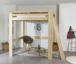 Ma Chambre d'Enfant Lit mezzanine ado 200x200 cm Maverick  Bois naturel 160x200 cm