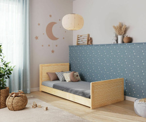 Ma Chambre d'Enfant Lit enfant montessori avec sommier et matelas Foray  Bois naturel 90x190 cm/Opt:Matelas Norway 13 cm