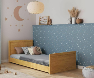 Ma Chambre d'Enfant Lit enfant montessori avec sommier et matelas Foray  Cajou 90x190 cm/Opt:Matelas Norway 13 cm