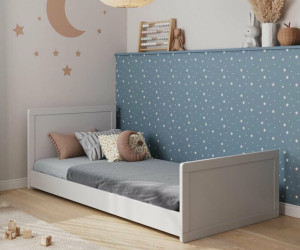 Ma Chambre d'Enfant Lit enfant montessori avec sommier et matelas Foray  Blanc 90x190 cm/Opt:Matelas Norway 13 cm