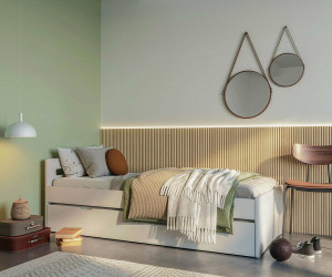 Ma Chambre d'Enfant Lit enfant avec sommier et matelas Taki  Blanc 90x190 cm/Opt:Matelas Norway 13 cm