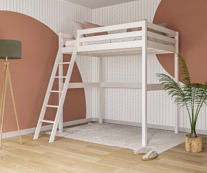 Ma Chambre d'Enfant Lit mezzanine enfant 2 places Cargo  Blanc 140x190 cm