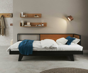 Ma Chambre d'Enfant Lit gigogne banquette ado Clife  Noir et noisette 80x200 cm
