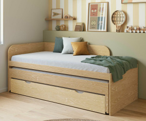 Ma Chambre d'Enfant Lit gigogne enfant 2 places Riza  Bois naturel 90x200 cm