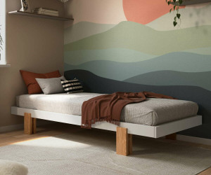 Ma Chambre d'Enfant Lit gigogne adulte Sany  Blanc et bois 80x200 cm