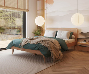 Ma Chambre d'Enfant Lit adulte avec sommier Maina  Bois naturel 160x200 cm