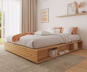 Ma Chambre d'Enfant Lit adulte avec sommier Fabbie  Bois naturel 160x200 cm