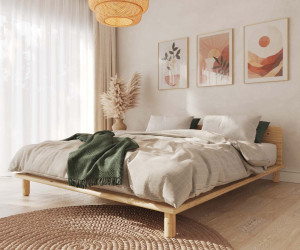Ma Chambre d'Enfant Lit ado avec sommier Colay  Bois naturel 160x200 cm/Opt:Avec tête de lit