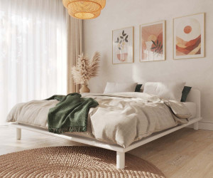 Ma Chambre d'Enfant Lit adulte avec sommier Colay  Blanc 160x200 cm/Opt:Avec tête de lit