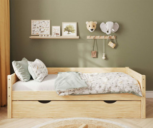 Ma Chambre d'Enfant Lit gigogne banquette enfant Combeebed  Bois naturel 90x200 cm/Opt:Sans caches sommier