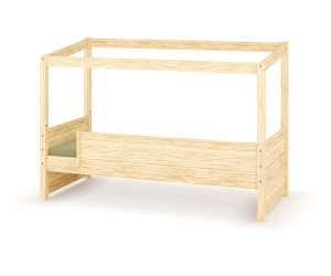 Ma Chambre d'Enfant Lit cabane enfant avec barrière Combeebed  Bois naturel 90x200 cm Avec caches sommier Sans toit et porte 1 barrière