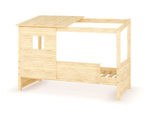 Ma Chambre d'Enfant Lit cabane enfant avec barrière Combeebed  Bois naturel 90x200 cm Avec caches sommier Avec toit et porte 1 barrière