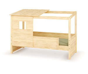 Ma Chambre d'Enfant Lit cabane enfant avec barrière Combeebed  Bois naturel 90x200 cm Avec caches sommier Avec toit et porte 2 barrières