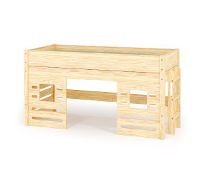 Ma Chambre d'Enfant Lit mi-hauteur enfant Combeebed  Bois naturel 90x200 cm Echelle petit côté Fenêtre bas