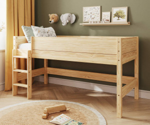 Ma Chambre d'Enfant Lit mi-hauteur enfant Combeebed  Bois naturel 90x200 cm Echelle grand côté Sans fenêtre