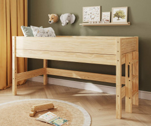 Ma Chambre d'Enfant Lit mi-hauteur enfant Combeebed  Bois naturel 90x200 cm Echelle petit côté Sans fenêtre