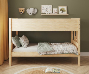 Ma Chambre d'Enfant Lit superposé enfant Combeebed  Bois naturel 90x200 cm Echelle petit côté Sans barrière de sécurité Version basse