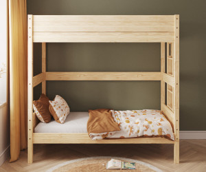 Ma Chambre d'Enfant Lit superposé enfant Combeebed  Bois naturel 90x200 cm Echelle petit côté Sans barrière de sécurité Version haute
