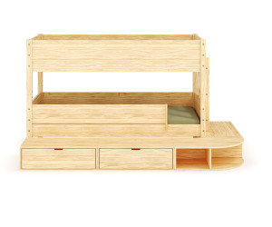 Ma Chambre d'Enfant Lit superposé enfant avec estrade Combeebed  Bois naturel 90x200 cm Echelle petit côté 1 barrière de sécurité Version basse
