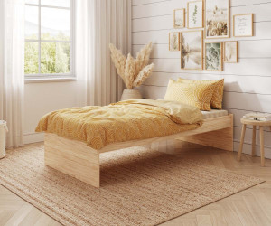 Ma Chambre d'Enfant Lit adulte robuste Tigar  Bois naturel 90x190 cm