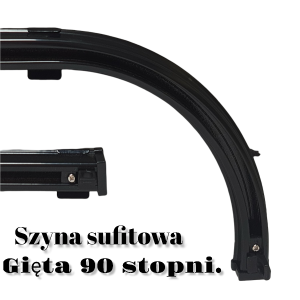 Czarna szyna sufitowa gięta 90 stopni