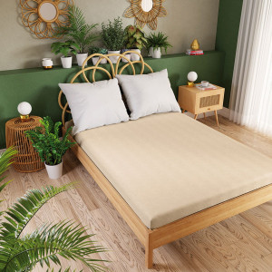 DREAMY PREMIUM Prześcieradło jersey z gumką, szerokość 140 x wysokość 200cm, kolor 005 beżowy 100033/JEG/005/140200/1