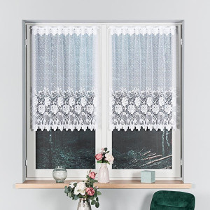 Firanka biała żakardowa - zazdrostka wysokość 100 cm 017480