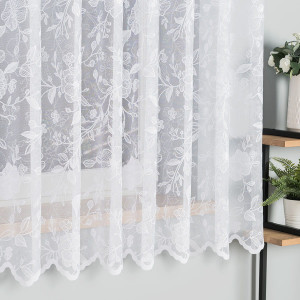 Firanka żakardowa biała ze wzorem kwiatowym wysokość 175 cm 054247