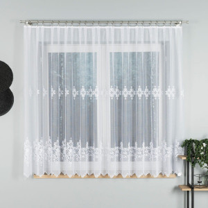 KUPON 450x160 cm Firanka biała żakardowa ze wzorem 618495