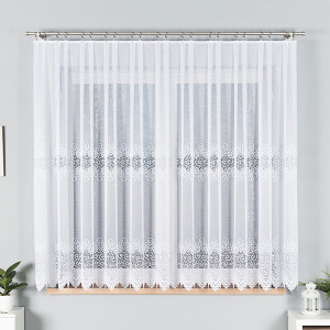KUPON 270x160 cm Firana biała żakardowa ze wzorem 001539