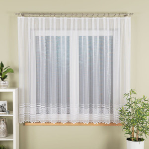 KUPON 450x160 cm Firanka biała ze wzorem pasowym 358050