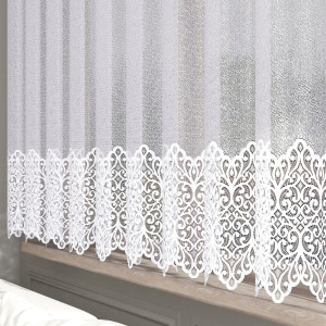 Firanka żakardowa biała wysokość 160 cm – wzór pasowy 019470