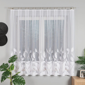 KUPON 400x180 cm Firana żakardowa ze wzorem w liście 107207