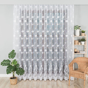 KUPON 300x250 cm Firana żakardowa ze wzorem kwiatowym 005189