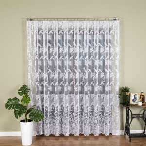 KUPON 200x250 cm Firana żakardowa ze wzorem kwiatowym 049815