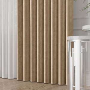 Tkanina jednokolorowa gładka kolor ciepły beżowy na metry wysokość 300 cm VELVET/013