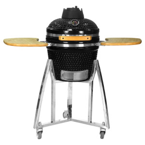 GRILL CERAMICZNY WĘGLOWY 16" Z POKRYWĄ I PÓŁKAMI BOCZNYMI
