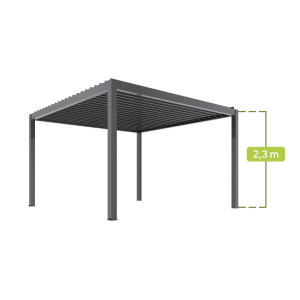 PERGOLA OGRODOWA ELEKTRYCZNA LUXE 3X4M ALUMINIOWA Z OŚWIETLENIEM LED ANTRACYT