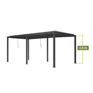 PERGOLA OGRODOWA LUXE 5.8X3X2.5M ANTRACYT Z OŚWIETLENIEM LED