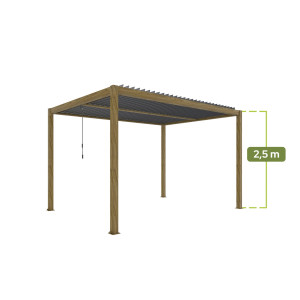 PERGOLA LUXE 4X4X2.5M Z OŚWIETLENIEM LED KOLOR DREWNA
