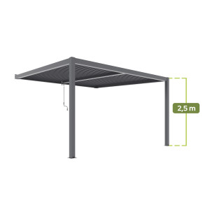 PERGOLA OGRODOWA PRZYŚCIENNA LUXE 4X3X2.5 M MANUALNA Z OŚWIETLENIEM LED
