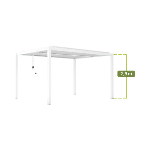 PERGOLA OGRODOWA BIAŁA MANUALNA LUXE 3x4x2.5 M Z OŚWIETLENIEM LED
