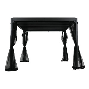 PERGOLA ALUMINIOWA 3X4X2,3 M ZE STALOWYM DACHEM I ZASŁONAMI ANTRACYT